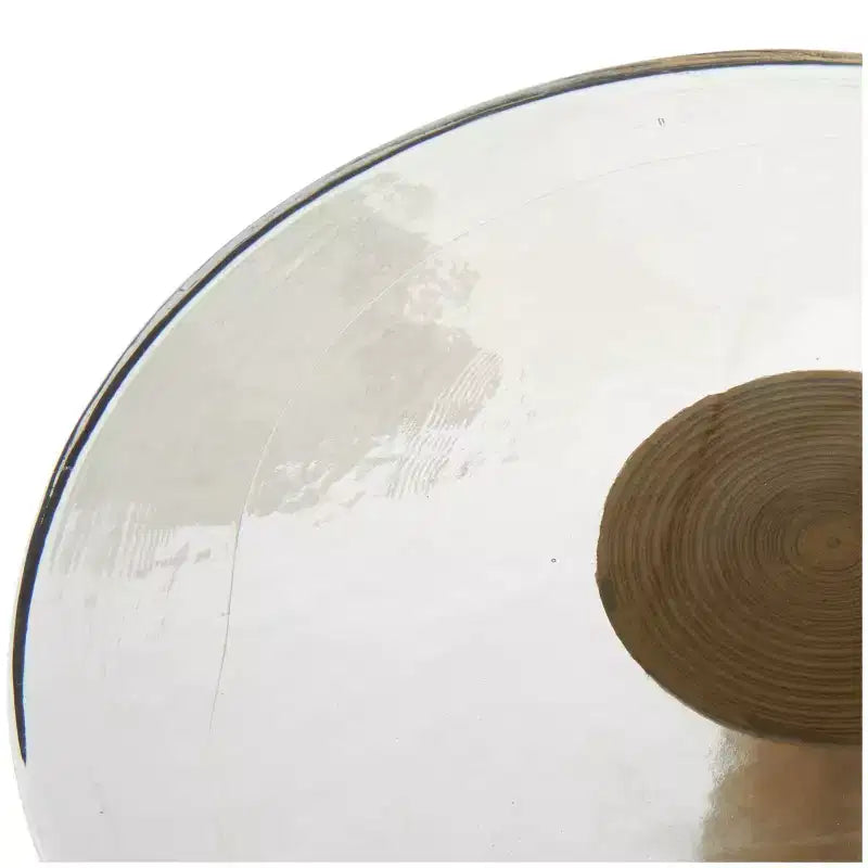 Aluminum Geometric Cone Accent Table with Textured Glass Tabletop 24 in