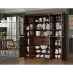 100% Solid Wood Kitchen China Pantry Buffet with Glass or Solid Wood Doors and 2-Drawer Kit 65 x 71.5