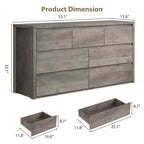 Wide Modern 7-Drawer Dresser for Bedroom, Large Wooden Chest of Drawers with Storage Organizer for Living Room, Hallway & Entryway