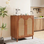 Set of 2 Rattan Sideboard, 59 Inch Buffet Cabinet with Doors, Accent Cabinet