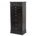 Stylish Jewelry Armoire with Mirror and Necklace Hooks - 18.5 x 12 x 42