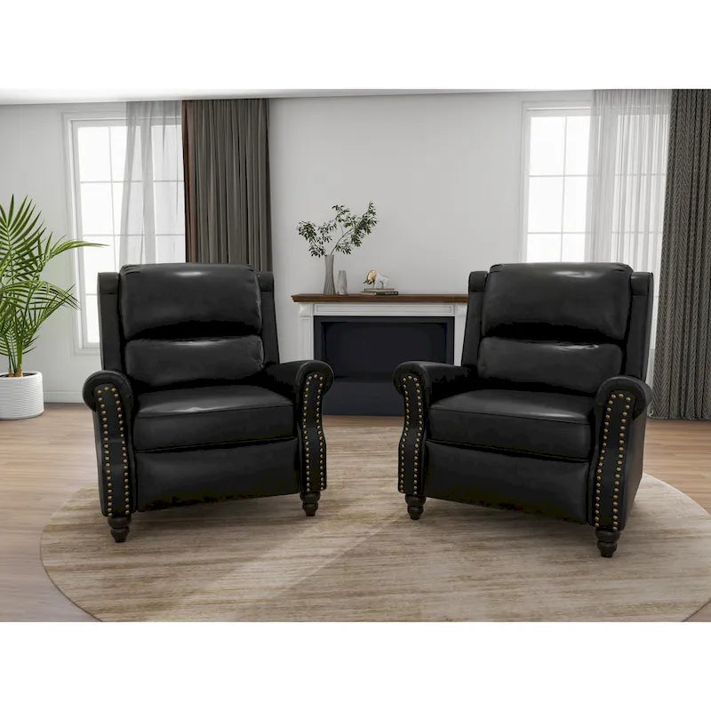 2 Set Modern Padded Seat Recliner Chair with PU Leather/Fabric