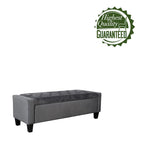 Velvet Button Tufted Flip Top Storage Bench