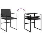 vidaXL Patio Dining Set with Cushions 13-Piece Black Textilene - Space-Saving Foldable Chair Design, UV Resistant, Tempered Glass Table