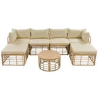 Whisen Weather-Resistant Rattan Outdoor Sectional Sofa Set Patio Couch Set with Thick Cushions and Pillows, Freely Combined Conversation Sets