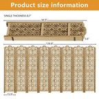 Carved Room Divider Folding Screen Room Divider with Copper Coin Pattern for Home Office Garden Terrace Paulownia Wood