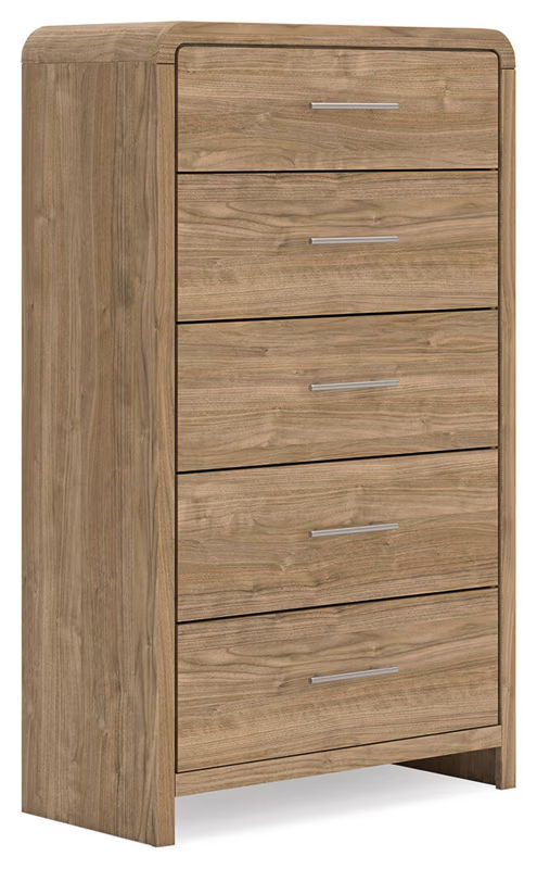 Brown Five Drawer Chest