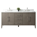Vanity Art 72 Double Sink Bathroom Vanity Cabinet with Engineered Marble Top
