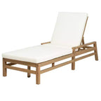 Merax 5-Position Acacia Outdoor Chaise Lounge with Thick Cushions