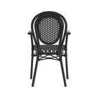 Flash Furniture 4 Pack Lourdes Indoor/Outdoor Commercial Thonet Bistro Stacking Chair with Arms, PE Rattan and Aluminum Frame