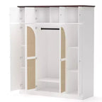 70.87Tall 8-Door Large Capacity Armoire Wardrobe Closet with Hanging Rod, Adjustable Shelves and Rattan Decorative Doors