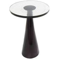 Aluminum Geometric Cone Accent Table with Textured Glass Tabletop 24 in