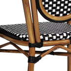 Flash Furniture 4 Pack Lourdes Indoor/Outdoor Commercial Thonet Bistro Stacking Chair with Arms, PE Rattan and Aluminum Frame