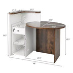 Costway Front Reception Counter Desk Checkout Office Desk with Open Shelf & Lockable Drawer White/Brown/Black