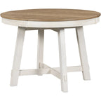 TREXM Farmhouse Round Extendable Dining Table with 16 Leaf Wood Kitchen Table
