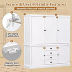 Whisen 73 Freestanding Wooden Kitchen Pantry Cabinet with Drawers and Adjustable Shelves for Storage and Organization in Dining Room or Kitchen