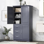Tall and Wide Storage Cabinet with Doors for Bathroom, Three Drawers