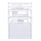 Twin Size Loft Bed with Desk and Shelves, Two Built-in Drawers, Storage Staircase