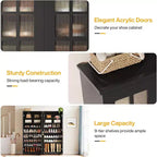Lantine Tall Shoe Cabinet with Doors, 8-Tier Shoe Storage with Adjustable Shelves, Modern Shoe Rack Cabinet for Hallway, Closet, Living Room, White