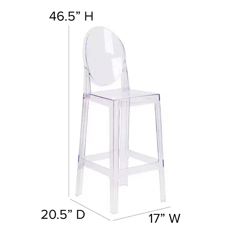 Emma and Oliver Ghost Barstool with Oval Back in Transparent Crystal