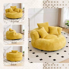 Bean Bag Sofa for Adults Kids, Oversized Corduroy Bean Bag Chair with 3 Pillows & Armrest for Living Room Bedroom - ModernLuxe