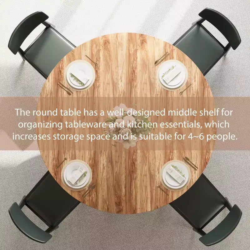47 Round Dining Table for 4, Kitchen Dining Room Circle Dinner Pedestal Table, Space Saving Wood Kitchen & Dining Room Furniture