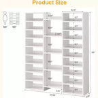 Lantine 14-Tier Tall Shoe Rack, Large Freestanding Organizer with Open Shelves for 46 Pairs, Wooden Cabinet for Closet, Entryway, Bedroom, White