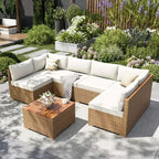 Captiva Designs Outdoor Sectional Wicker Rattan Conversation Set for Garden and Backyard