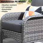 HOMLUX Set of 2 Patio Wicker Chairs Set Outdoor All Weather High Back Rattan Chairs