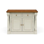 Homestyles Monarch 3-Piece Off-White Wood Kitchen Island Set with Drop Leaf Wood Top - 48 x 25 x 36