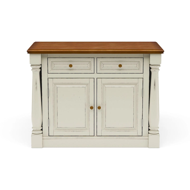 Homestyles Monarch 3-Piece Off-White Wood Kitchen Island Set with Drop Leaf Wood Top - 48 x 25 x 36