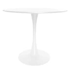 LeisureMod Bristol 5-Piece Dining Set Round Dining Table, 4 Plastic Dining Chairs White Legs