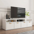 Modern White 2-Drawer Open Storage Corner TV Stand