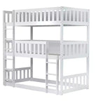 Triple Twin Bunk for Kids, Twin over Twin over Twin Detachable Bunk Bed with Ladder and Guardrail, Separate into 3 Beds