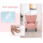 Erommy Modern Accent Chair, High Back Armchair, Upholstered Fabric Button Single Sofa with Wooden Legs for Living Room