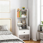 Modern Tall Wood Spacious Shelves 2-Drawer Nightstand