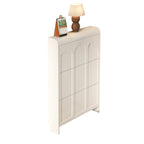 Slim Drop Front 3-Tier White Wood Shoe Storage Cabinet