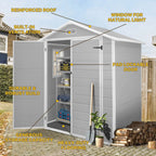 6 ft x 4 ft/6 ft x 8 ft/8 ft x 6 ft/8 ft x 10 ft All-Weather Resin Outdoor Plastic Storage Shed w/Floor, Spire Tool Shed