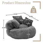 Bean Bag Sofa for Adults Kids, Oversized Corduroy Bean Bag Chair with 3 Pillows & Armrest for Living Room Bedroom - ModernLuxe