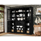 100% Solid Wood Kitchen China Pantry Buffet with Glass or Solid Wood Doors and 2-Drawer Kit 65 x 71.5