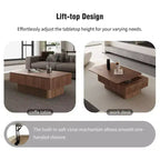JVNOXK 38.6 Fluted Lift-Top Coffee Table with Storage, Solid Wood Veneer Adjustable Height Modern Accent Table for Living Room, Bedroom, Walnut