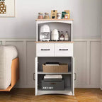sumyeg Wooden Kitchen Pantry Storage Cabinet with Drawer and Microwave Shelf
