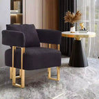 Set of 2 Modern Upholstered Accent Chairs with Gold Metal Legs for Living Room, Bedroom, or Office