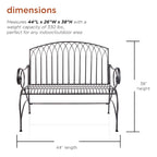 Alpine Corporation 44L Indoor/Outdoor 2-Person Classic Metal Garden Bench