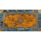 Nador Hand-Painted Brass Inlay Storage Trunk Coffee Table