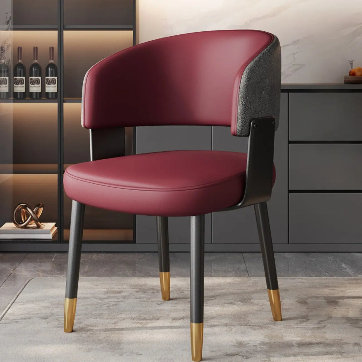 Modern Glam Leather Upholstered Dining Chair
