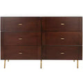 Genevieve 6 Drawer Dresser - DRS5002 - Walnut/White - Safavieh