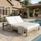 Polibi Double Outdoor Lounge Chair with 5-Position Adjustable Backrest