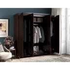 Palace Imports 100% Solid Wood Kyle 4-Door Wardrobe Armoire with Solid Wood or Mirrored Doors