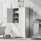 Tall and Wide Storage Cabinet with Doors for Bathroom, Three Drawers